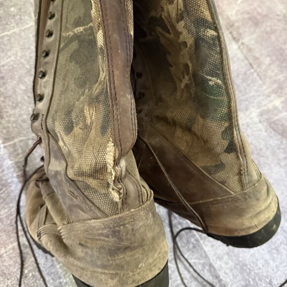 Men\'s Vintage 90s Chippewa DuroTech Lace Up Snake Proof Camo Hunting Boots Sz 12